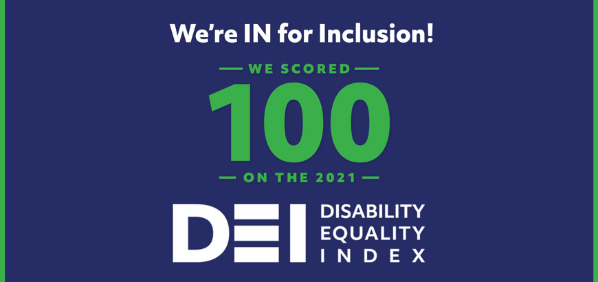 Banner showing McKesson's success at scoring 100 on the Disability Equality Index