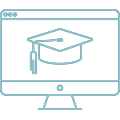 Computer screen with graduation cap