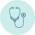 Icon depicting a doctor with stethoscope