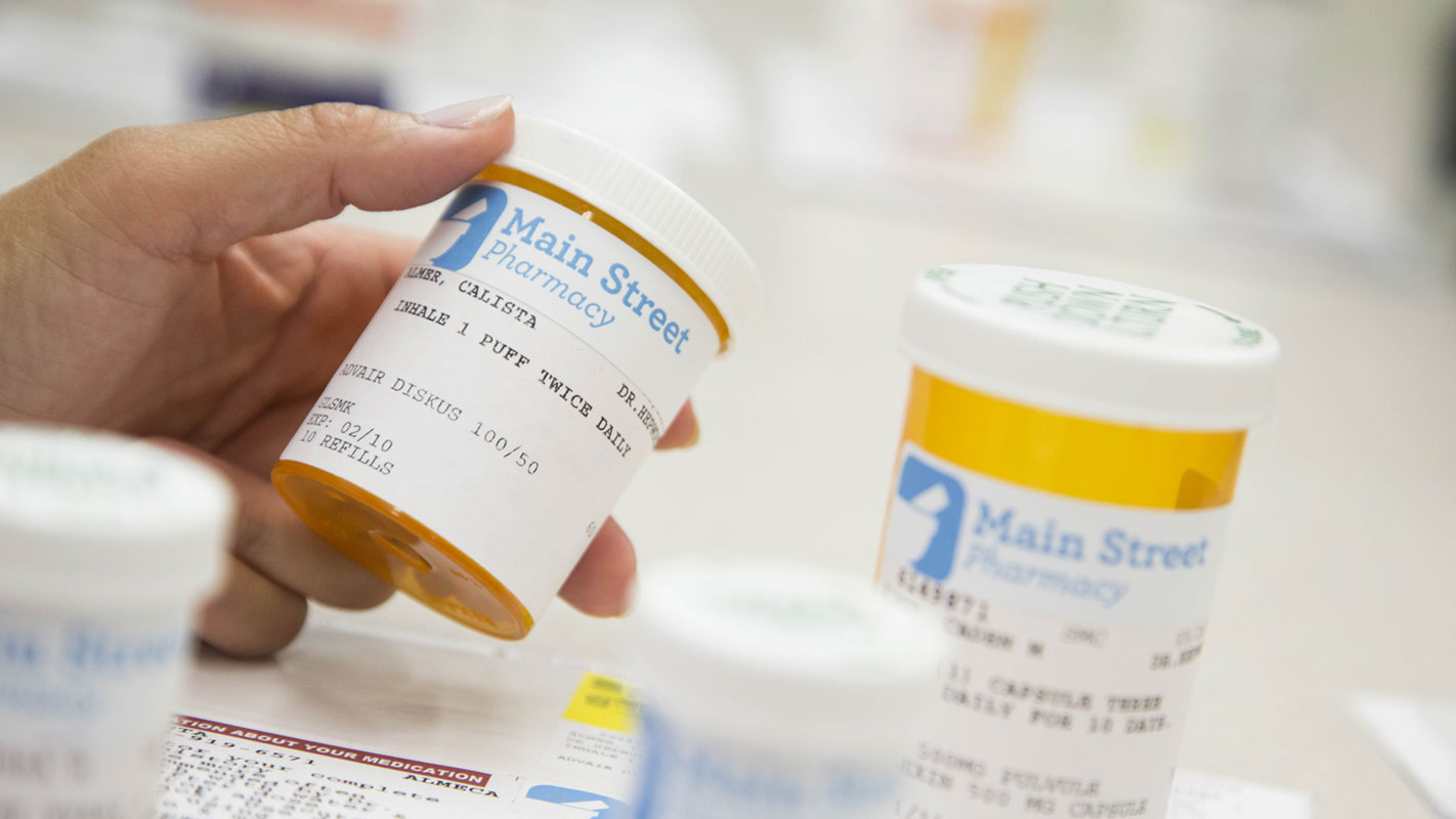 Closeup of a prescription drug pill bottle