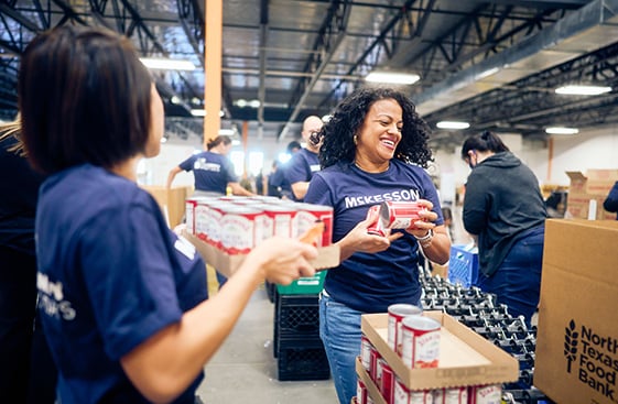 McKesson warehouse workers packing boxes