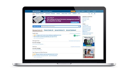 An open laptop showing the McKesson Connect Portal